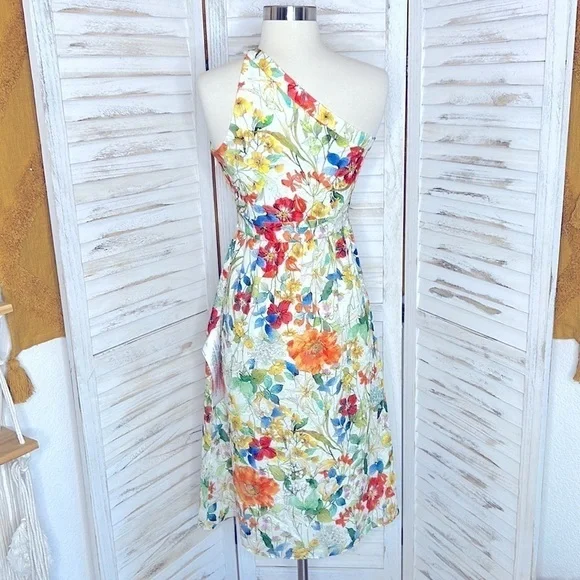 DRESS THE POPULATION * Mena Asymetric Chiffon Cut Out Side Slit Pocket Dress - Picture 6 of 15